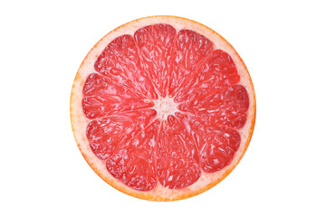 Grapefruit slice on isolated white background. Top view.