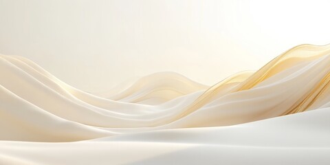 Fototapeta premium Flowing cream and gold fabric waves