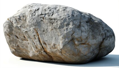a huge gray stone boulder on a white background