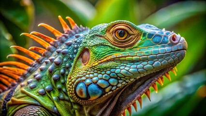 Fototapeta premium Stunning Iguana Photos: High-Resolution Images of Green Iguanas, Reptiles, Lizards, Wildlife, Nature Photography