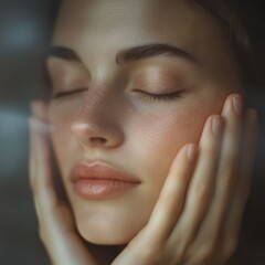 close-up of a person's face with eyes closed