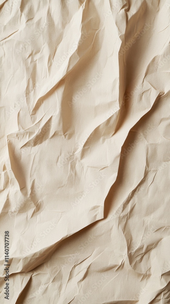 Aufkleber subtle crumpled paper texture showcasing delicate folds and shadows in soft hues of beige