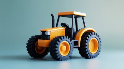 Obraz premium Cartoon Tractor Farm Vehicle Agricultural Machinery D Render