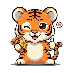 Cute Tiger Cartoon Vector Icon Illustration Animal Nature Icon Concept Isolated Vector of cute tiger