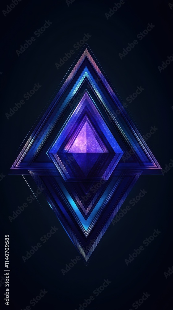 Aufkleber Layered triangular shapes create a captivating visual display in vibrant colors and reflective surfaces