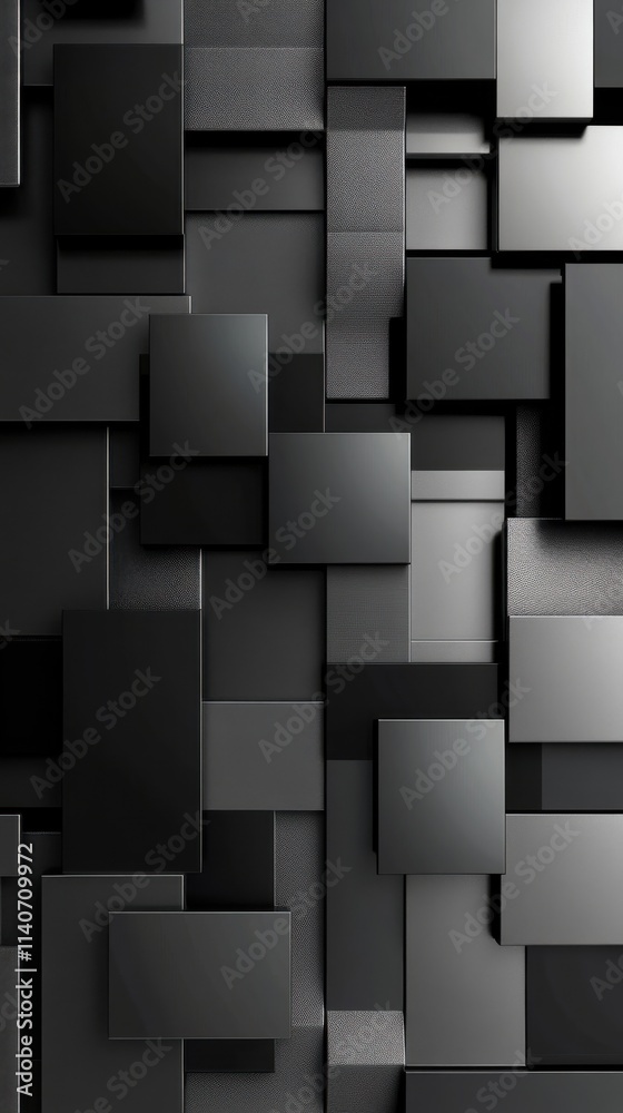 Aufkleber Sophisticated pattern of overlapping black geometric shapes creating a modern aesthetic