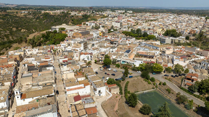 Panoramic aerial view of Bernalda, in the province of Matera, Basilicata, Italy. It is a traditional Italian village.