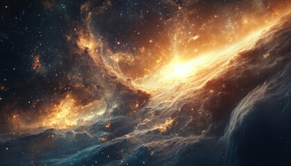 Obraz premium A Stellar Nebula with Swirling Gaseous Clouds and a Bright Center