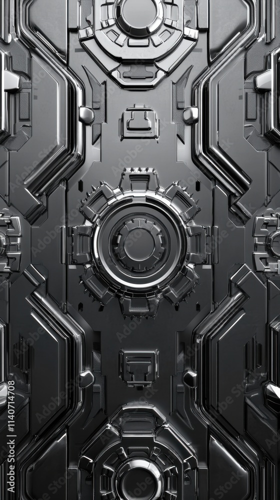 Fototapete modern stylized digital design featuring intricate geometric patterns and metallic textures in a sle