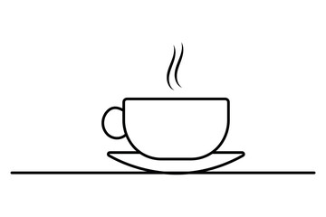 Coffee cup continuous one line art drawing of isolated outline vector illustration design