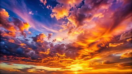Fototapeta premium Stunning Sunset Sky Photography: Breathtaking Golden Hour Views, Dramatic Cloudscape Images