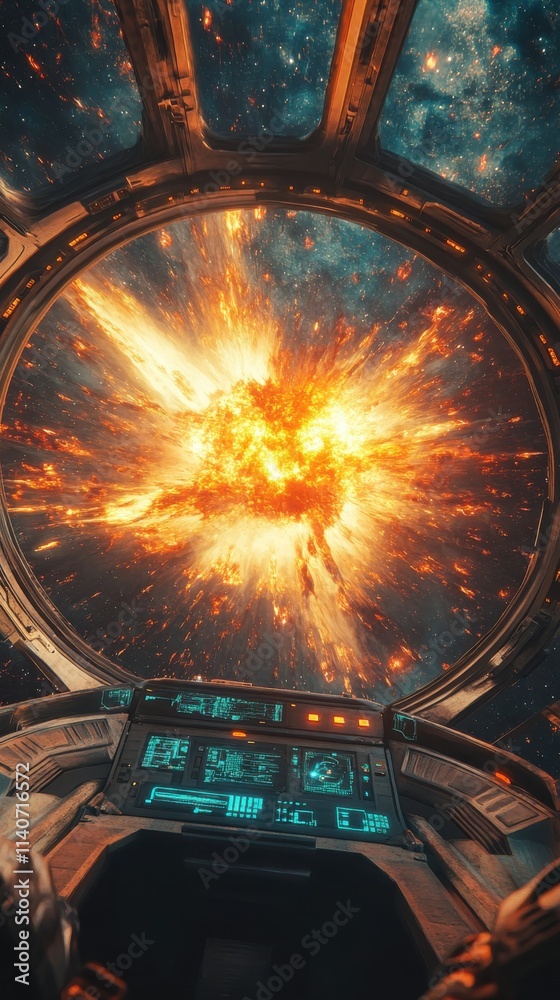 Poster Experiencing a breathtaking supernova event from a spacecraft cockpit in deep space