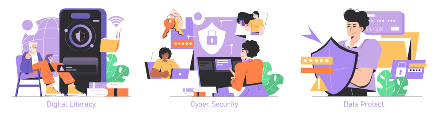 Safety Internet Day. Flat Vector Illustration