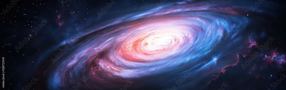 Poster swirling galaxy showcases vibrant colors and intricate patterns in the vastness of space
