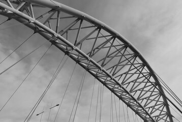 Fototapeta premium bottom view of the modern architecture of the Spizzichino bridge in Rome