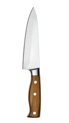 A sleek chef's knife with a wooden handle, representing quality and precision.