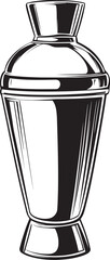 Isolated hands holding a cocktail shaker, in line art style