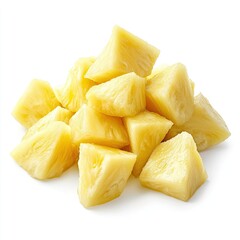 Fresh whole pineapple and sliced tropical fruit on white background. Natural organic ripe ananas isolated. Healthy food and wellness concept