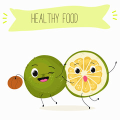 Sweetie, lemon fruit cute funny cheerful characters. Vector hand drawn illistration.