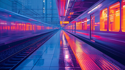 Ultra-detailed and realistic view of an empty Osaka train station at night, illuminated by soft city lights, showcasing a serene and atmospheric urban setting
