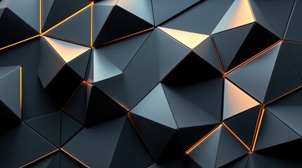 Fototapeta premium Symmetrical 3D polygonal design with metallic surfaces, futuristic aesthetic, high-resolution wallpaper