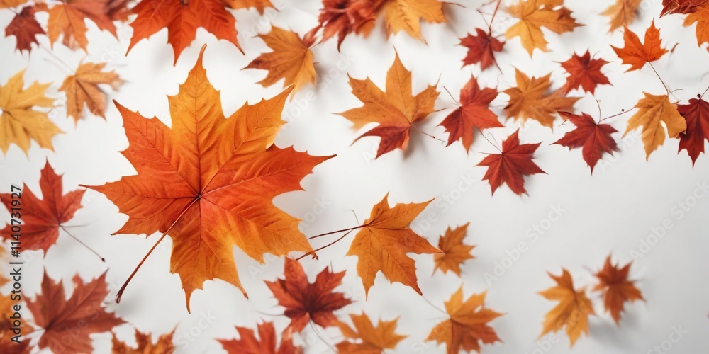 Wall mural autumn red orange maple leaf isolated on white with sharp contrast , fall foliage, foliage