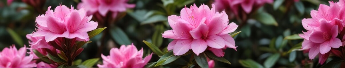 Obraz premium Small pink bud on a rhododendron shrub with tight, closed petals, foliage, bud, botanical