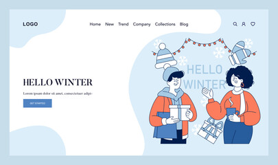 Hello Winter. Flat Vector Illustration