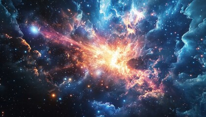 Obraz premium A Cosmic Explosion in a Starry Nebula