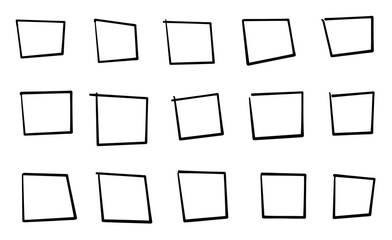 Hand-drawn irregular squares in black outline