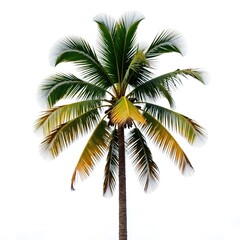 A single tall palm tree against a stark white backdrop, tree, single