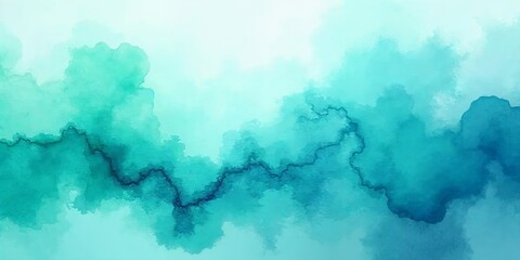 Obraz premium Abstract watercolor paint background by teal color blue and green with liquid fluid texture for background