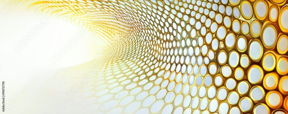 Poster a mesmerizing abstract pattern featuring honeycomb shapes in warm tones, creating a sense of depth a
