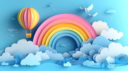 Paper Craft Rainbow and Hot Air Balloon