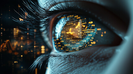 Digital eye with futuristic financial analytics