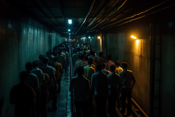 Metro system faces chaos as crowds swarm underground passage during outage. Generative AI