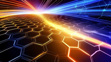 Fototapeta premium Abstract Technological Hexagonal Structure: Futuristic Digital Art
