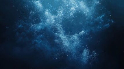 Blue fireworks against a dark blue sky background with copy space, a banner design. New year celebration concept.