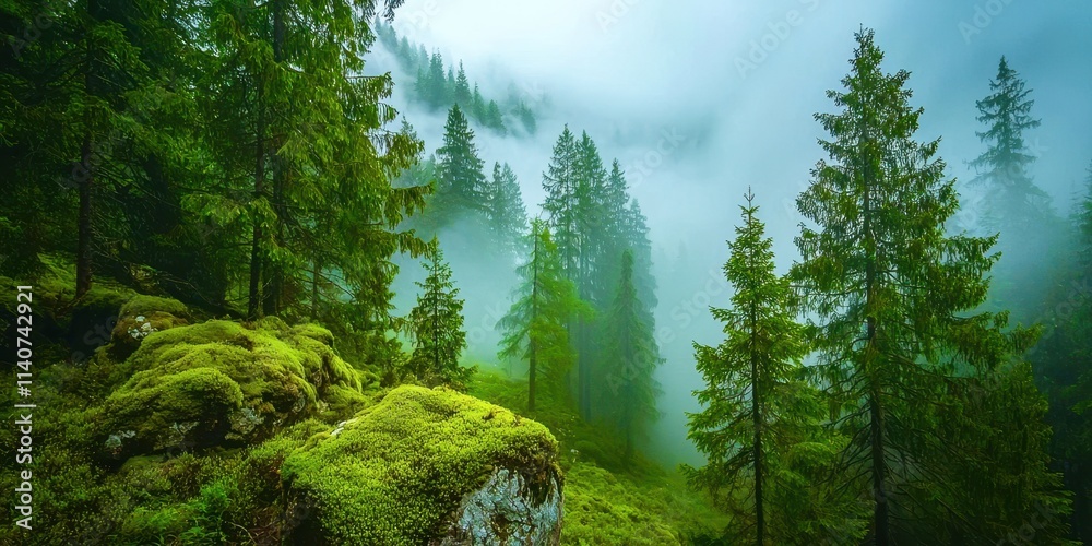 Poster forest with trees and moss