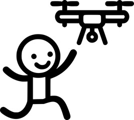 stick figure flying a drone sign, symbol, vector, art