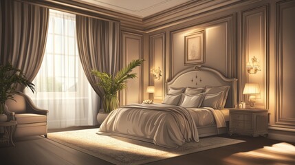 Serene Luxury Bedroom: A Masterpiece of Interior Design
