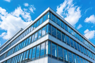 Obraz premium Commercial Real Estate: Modern Office Building Exterior with Business Windows