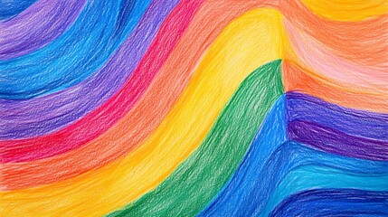 Colorful abstract wave pattern created with vibrant pastels.