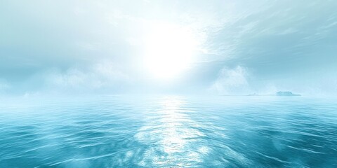 Obraz premium Large body of water with a sun in the sky