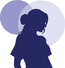 A woman's silhouette is shown in a blue circle