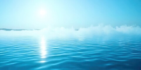 Fototapeta premium Large body of water with a sun in the sky