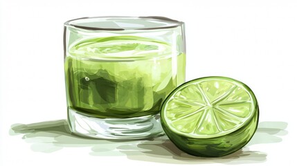 Refreshing lime drink served in a clear glass with a lime wedge on the side