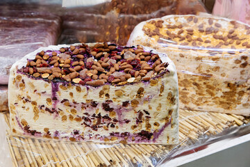 An array of assorted traditional nougat bars