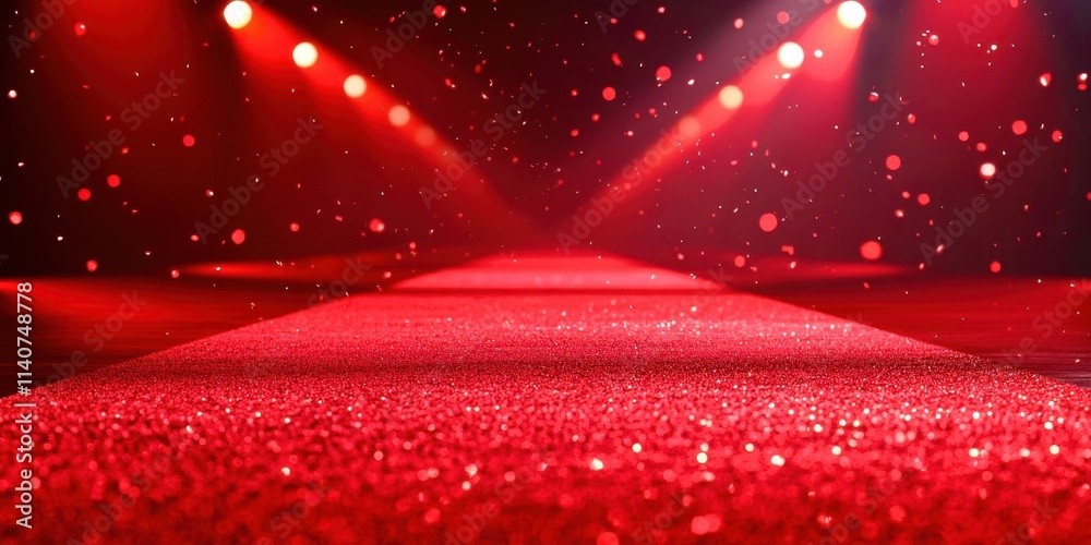 Poster red carpet with red lights shining on it