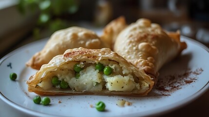 Samosa filled with smashed potatoes green peas and hot spices
